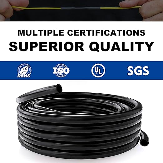1/4" Heat Shrink Tubing, 65FT Marine Grade 3:1 Shrink Ratio Shrink tubing, Adhesive Lined Heat Shrink Tube, 1/4 Waterproof Shrink Tube for Wires Home Automotive-Black