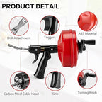 Upgrade Plumbing Snake Drain Auger,25 FT Automatic Retract Drain Snake with Dual Mode,Professinal Drain Clog Remover,Flexible Snake Drain Hair Remover Tool for Bathroom Shower Sink Kitchen