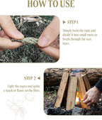 Fire Rope Blue Flame(30-Pack) Windproof Fire Starter, Long-Lasting, Bright Blue Flame Survival Fire Starters - Fast Igniting Fire Rope for Camping
