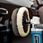 Wool Polishing Pads, SPTA 8"(200mm) 100% Natural Wool Buffing Pad with Hook & Loop Backing 4pcs Set Come with 5/8-11 Thread Backing Plate for Car Polishing, Buffing and Cutting