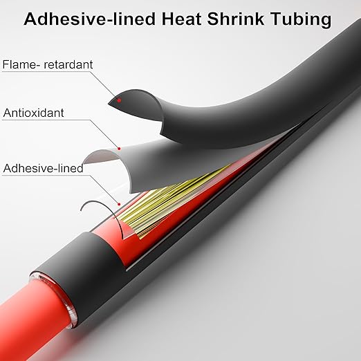 10 FT Diameter 3/4 Inch 3:1 Heat Shrink Tubing Dual Wall Adhesive Lined Marine Grade Electrical Cable Industrial Heat-Shrink Insulation Wrap Tube Black
