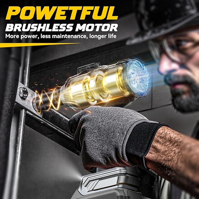 Cordless Impact Wrench 1/2" Compatible with DeWalt 20v Battery, 750 Ft-lbs High Torque Impact Driver with 6Pcs Sockets & Storage Case, Brushless Electric Impact Gun with 4-Speed & LED Light(Bare Tool)