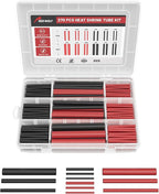 RED WOLF Waterproof Red and Black Heat Shrink Tubing Kit 270PCS, 3:1 Shrinkage Ratio, Adhesive Lined Electrical Cable Harness Heat Shrink Tube Marine Grade for Wire Wrap Connection Insulation