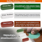 Metal Buffing Polishing Compound Kit,Buffing Wheel Compound Including White Diamond,Red Rouge, General Green(3 Pack, 3.5 Oz)