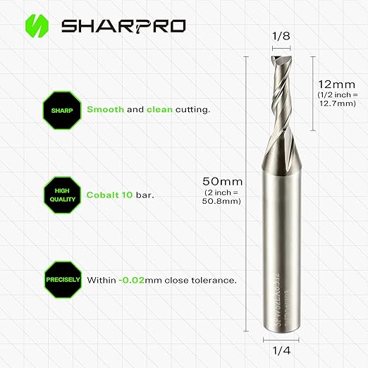 Upcut Spiral Router Bit Set 1/4 Inch Shank 1/8 Inch Cutting Dia. CNC Up Cut Router Bit Solid Carbide, Ideal for Wood Cutting, Slot Mortise, Engraving (3PCS)
