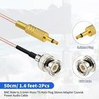 Yuslao BNC Male to 3.5mm Plug Mono TS Audio Extension Cable 50cm 1.6ft for Ham Radio Shortwave Radio Oscilloscope Signal Generator CCTV Surveillance etc (2-Pack)