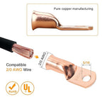 2/0 AWG Battery Lugs 00 Gauge Copper Lugs 2/0 AWG 3/8" & 5/16" Ring Terminals Cable Lugs, 00 AWG Bare Copper Lugs Kit 8 PCS 00 Gauge Wire Lugs + 8PCS 3:1 Heat Shrinks + Hex Nuts + Flat Washers