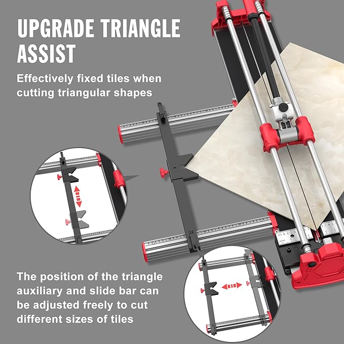 SHIJING 48'' Double Track Manual Tile Cutter with Laser Cutting Guide Porcelain Tile Cutter with Split Platen,Double Aluminum Base