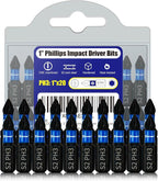 20 Pack Phillips Impact Driver Bits, #3 Phillips Head Magnetic Screwdriver Bits Set, 1 Inch S2 Alloy Steel Impact Bits, 1/4" Hex Shank Screwdriver Drill Bit, CNC Machined ph3 Impact Drill Bits