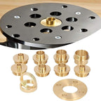 11Pcs/Set Router Bushing Guide Set, Brass Template Router Bushing Kit, 8 Sizes, Router Accessory with Lock Nut for Cut?Out Work Dovetailing