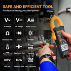 Digital Clamp Meter Multimeter 6000 Counts Voltage Tester with Auto Range, AC/DC Voltage, AC/DC Current, Resistance, Capacitance, ACV LowZ, Diode, Live Wire Test, NCV, True RMS,AC Current Meter LD204+