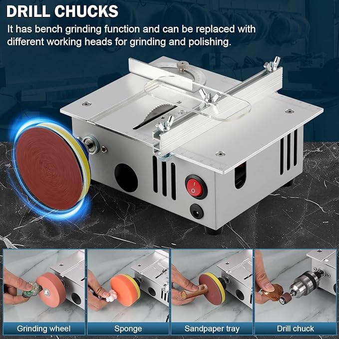 Mini table Saw,mini Table Saws for Crafts, Mini Multi Functional Table Saw, Dual-motor control for cutting, grinding,engraving and drilling.Speed & Angle Adjustable,for Wood/PCB/Acrylic/Plastic