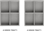 Frebeauty Small Jewelry Tray Set,Stackable Velvet Jewelry Organizer Tray,Mini Jewelry Drawer Organizer,Drawer Inserts,4.92 x 3.74 x 0.9 Inches,4 Grid Earring Organizer for Women(Set 2,Grey)