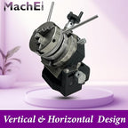 MachEl 3" Tilting Rotary Table with 65mm Self-Centering 3-Jaw Chuck, Back Plate, T-Nuts, Bolts & Tailstock - Precision Milling & Engineering Tool