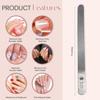 Stainless Steel Diamond Deb Nail File Manicure Pedicure Metal 7" inch, Toenail Fingernail Files for Women Double Sided Dust Coating Suitable for Natural or Acrylic Nails (Pack of 2) by Krisp Beauty