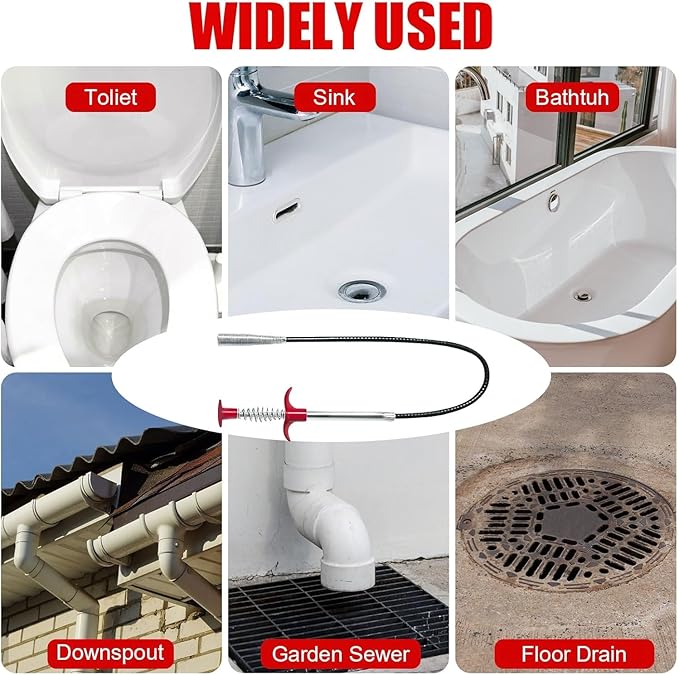 Drain Snake,61 inch Flexible Grabber Claw Pick Up Reacher Tool,Drain Clog Remover - Gutter Cleaning Tools for Home Sink, Bathroom Tub,Drain, Toilet, Tight Spaces