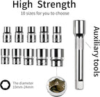 Egofine 12pcs 1/2 Inch Ratchet Socket Wrench Set, Drive Socket Set with 10 Sockets 10-15,17,19,22,24mm and 2 Way Quick Released Ratchet Handle and Extension Bar