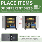 Garage Tool Storage Cabinet,Mobile Heavy Duty Metal Tool Chests & Cabinets with Lockable Doors,Black Rolling Tool Cabinets with Wheels,Assembly Required