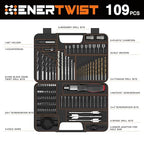 ENERTWIST Drill Bit Set, Drill Bits for Metal, Wood, Masonry-109Pcs Titanium, High Speed Steel Drill Bit Screwdriver Bit Set with Ratchet Screwdriver in Storage Case