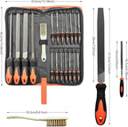20 PCS Metal File Set with Case, Includes Flat/Half-Round/Round/Triangle Steel File, Half-Round Wood File