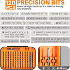 150 IN 1 Precision Screwdriver Set, 120 Bits Full Range Small Screwdriver Set, Magnetic Mini Repair Tool Kit for Ring Doorbell, Laptop, Switch, PS5, Xbox, Macbook, iPhone, Watch, Glasses - Orange