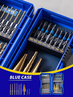 JEFE HEX 30pcs Impact Bit Set, Screwdriver Bit Set 11pcs, Hex Shank Drill Bit Set 16pcs, Step Drill Bit 3pcs, High Speed Steel Materialand Titanium Coating, S2 Alloy Steel Bits with Index Box