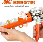 Holothurian Caulking Gun, Caulk Gun No Drip,Sealant Finishing Tool Grout Scraper for Kitchen Bathroom Window Sink Joint, 1/10 Gallon Cartridge, 20:1 Thrust Ratio