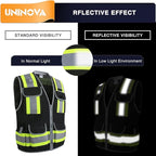 UNINOVA Surveyor Safety Vest Reflective for Men,Class 2 Heavy Duty Safety Vests Reflective with Pockets and Zipper