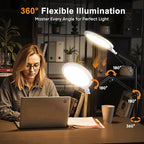 Desk Ring Light with Stand, 10" LED Desk Ring Light with Clamp, 360°Rotate & Flexible Height Full-Screen Overhead Ringlight for Video Recording, TikTok, YouTube, Live Streaming, Content Creation