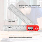Digital Angle Finder Protractor, Angle Finder Ruler,Stainless steel 7inch 200mm 7inch/200mm, Angle Measuring Tool for Woodworking,Carpenter,Construction,DIY Measurement (Stainless Steel)