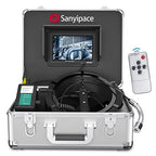 Sanyipace Sewer Camera 100FT/30M, 1080P FHD, Zoom in, Remote Control, Sapphire Lens, Battery Level Display, 12 Adjustable White LEDs, 7'' LCD Screen, Plumbing Pipe Drain Camera, 16GB TF Card