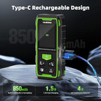 Huepar Dual Laser Measuring Tool, 656Ft Green-Beam Bilateral Digital Laser Distance Measure 6 Units Ft/in/M, Rechargeable Laser Measurement Tool -Backlit LCD Display, Length/Area/Volume/Angle Sensor