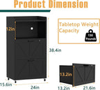 2 Drawer File Cabinet On Wheels & Charging Station, Wood Filing Cabinet with Lock & LED Light, Large Storage Printer Stand for Home Office, Black