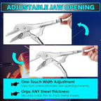 NATGAI 2 Pack 10 Inch Locking Sheet Metal Clamp, Welding Pliers with Adjustable Opening, Nickel Plated Carbon Steel Duckbill Locking Plier for Metalworking, Sheet Metal Bending and Clamping (2 Pack)