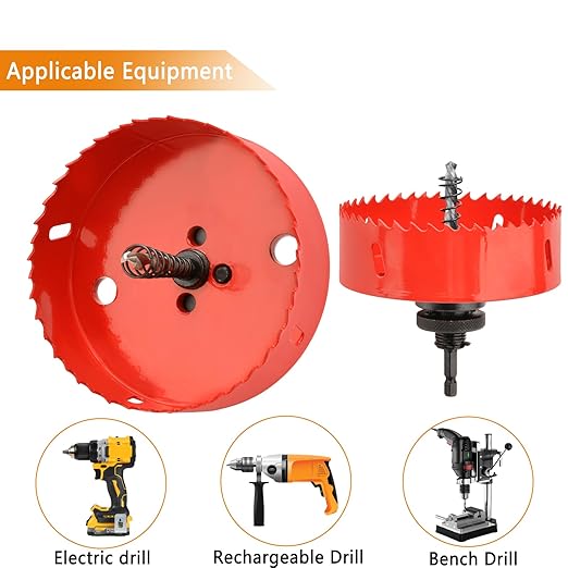 Hole Saw Heavy Duty bit Hex Shank,Hole Saw HSS with Arbor Bi-Metal & Heavy Duty Hole Saw Cutter for Wood Corn Hole Boards Plastic Drywall (φ74)