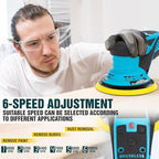 Autolock Electric Random Orbital Sander, 350W Brushless Motor with 5 & 6 Inch pads, 10000RPM Electric Palm Sander for Woodworking, Sanding and Polishing (Blue)