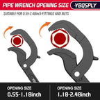 Pipe Wrench Set, 10” and 15” Self Adjusting Wrench 2-Piece Plumbing Tools - Pipe Vise Wrench Basin Wrench for 0.55“-2.48”/14-60mm Standard Nuts, Irregular Nuts, Pipes Use