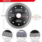 DT-DIATOOL Diamond Granite Blade 4-1/2 Inch for Marble Porcelain Tile Ceramic Diamond Cutting Disc with Mesh Turbo Diamond Segments