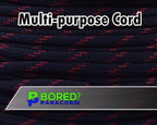 BORED? PARACORD! 550 lb Paracord - Ideal for Crafting, Camping, DIY Projects, Active & Military Outdoors - Strong Survival Rope - Tactical Parachute Cord Type III - Thin Red Line 100 Feet