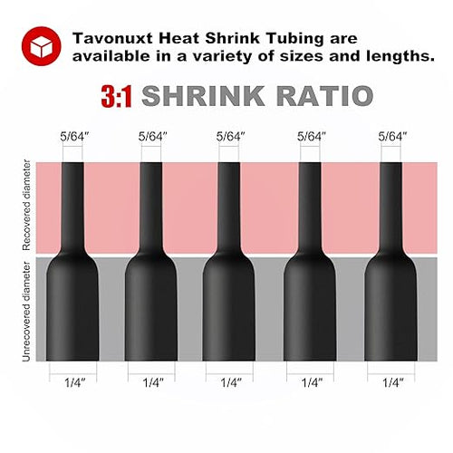 1/4" 33ft 3:1 Heat Shrink Tubing with Adhesive Lining - Marine Grade, Ideal for Home, Automotive, and Industrial Use - Black