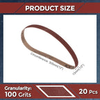 20 Pcs Sanding Belts 1/2 x 12 Inch 100 Grit Aluminum Oxide Abrasive Sandpaper for Belt Sander Metal Grinding Wood Working Weld Rust Removal