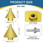 HARFINGTON Diamond Beveling Chamfer Bits Set 0-1.5" 0-2" Dia M14 Thread with Adapter, Countersink Drill Bit to Enlarge Holes for Porcelain Tile, Marble, Ceramic, Glass, Stones