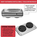 5 PCS Magnetic Trays, 9.4X5.5x1.4Inch, Magnet Tool Tray, Magnetic Parts Tray, silvery, by GENHAKON