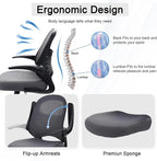 HYLONE Tall Drafting Chair Standing Desk Chair with Flip-Up Armrests, Adjustable Height Ergonomic Office Chair with Footrest Ring - High Stool Chair for Standing Desk (Dark Grey)