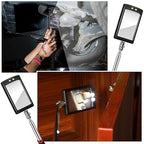 3 Pieces Telescoping Inspection Mirror Round Square Mirror Inspection Tool for Checking Vehicle, Observing Eyelashes Mouth and Other Small Parts(Extended, with Light, Oval Style)