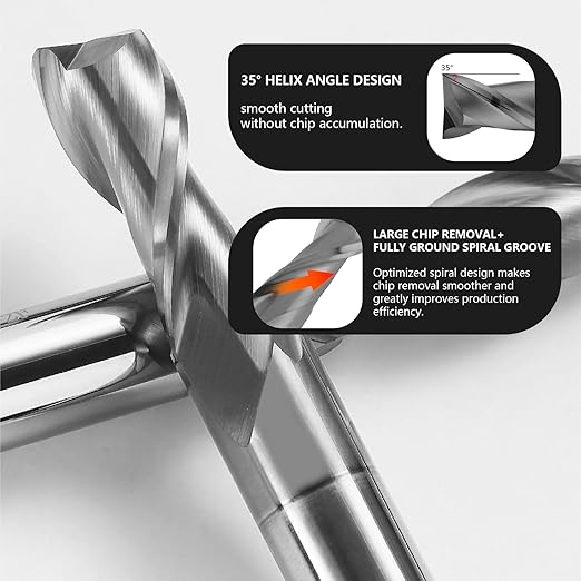 3/16" Micrograin Carbide Square End Mill Set 2 Flute HRC 55 AlTiN Coating End Milling Bits for Milling Alloy Steels, Hardened Steel, CNC Router Bits