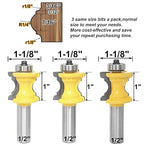 3Pcs Bull Nose Bead Molding Router Bit,1/2" Shank 1" CL,Bullnose and Cove Columns for Furniture Edge Trim,Wood-face Cutter for Architraves Profiles,Framing and Edge Moulds (3Units/Pack)