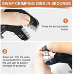 Ratchet Crimping Tool and Wire Stripper Set - 7 in 1 Wire Crimper Tool for Insulated Nylon,Non-Insulated,Ferrule Wire End,Open Barrel Terminals,Solar Connectors