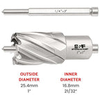 S&F STEAD & FAST Annular Cutter, 1” Diameter x 1" Depth of Cut for Magnetic Drill Press, Mag Drill Bit with Pilot Pin