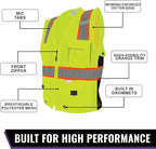 Global Glove High Visibility Safety Vest, Lightweight and Breathable